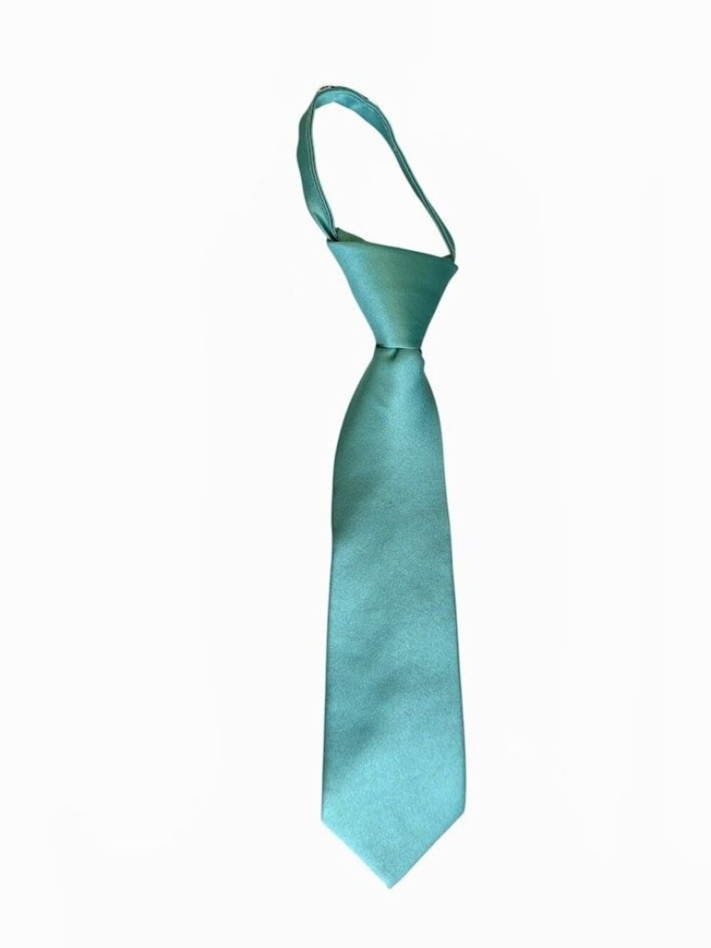 Jacob Alexander Boy's 11" Pretied Solid Color Zipper Tie - Seafoam green